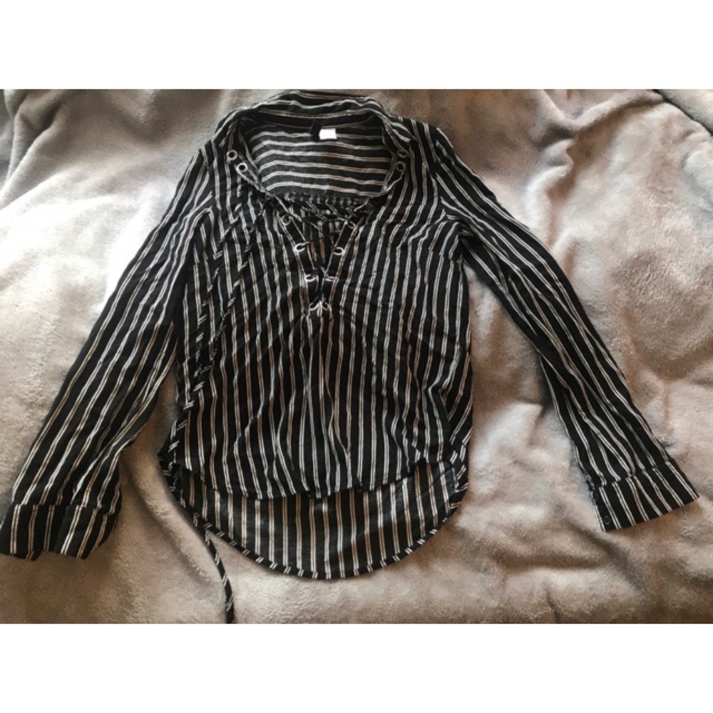 Black and white striped blouse
